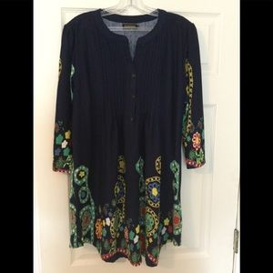 Navy Floral Tunic Top